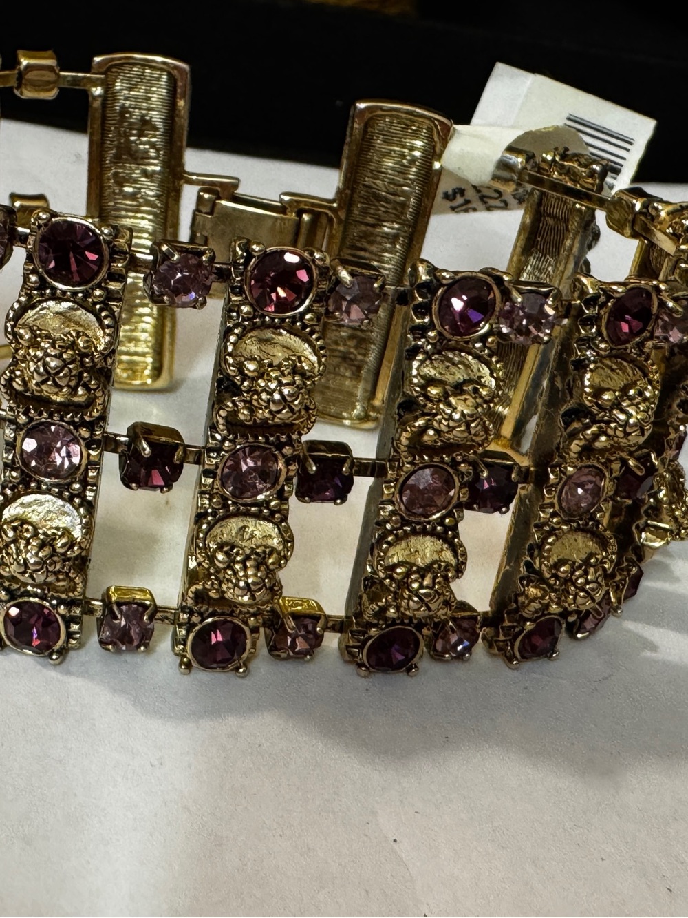 Henri Bendel Gold Bracelet with Deep Purple and Light Purple Stones 002 - Picture 3 of 5